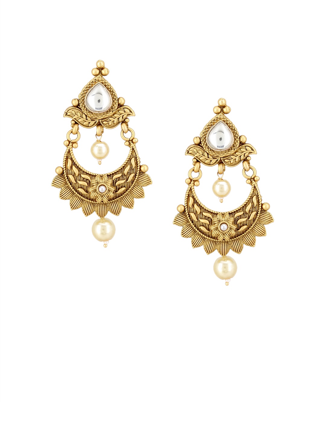 Adwitiya Collection Gold-Plated Classic Drop Earrings