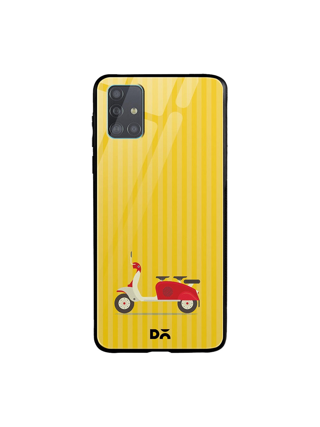

DailyObjects Yellow & Red 3 To Go Scooter Striped Samsung Galaxy A71 Glass Case