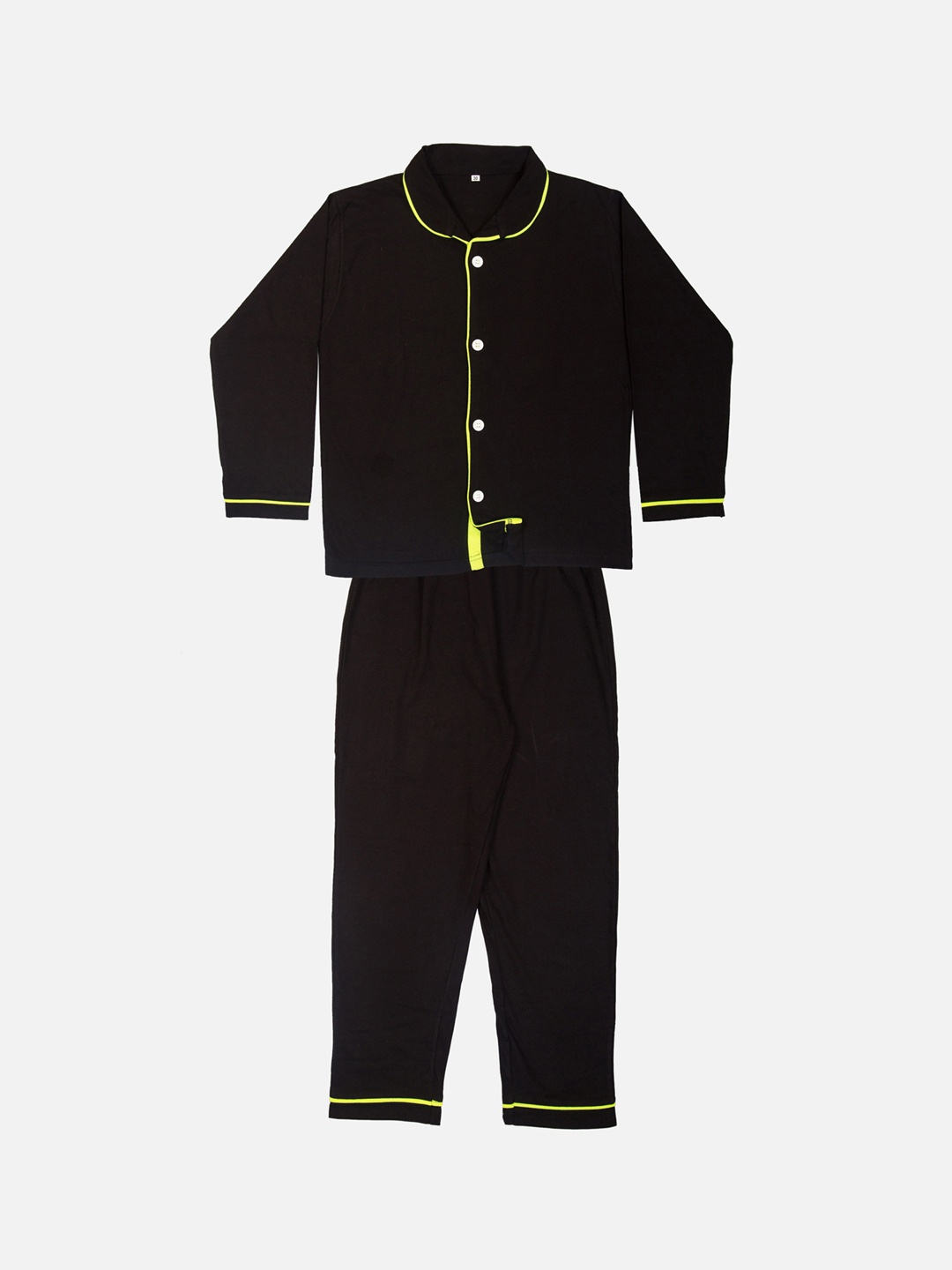 

TINY HUG Boys Black Solid Shirt with Pyjamas