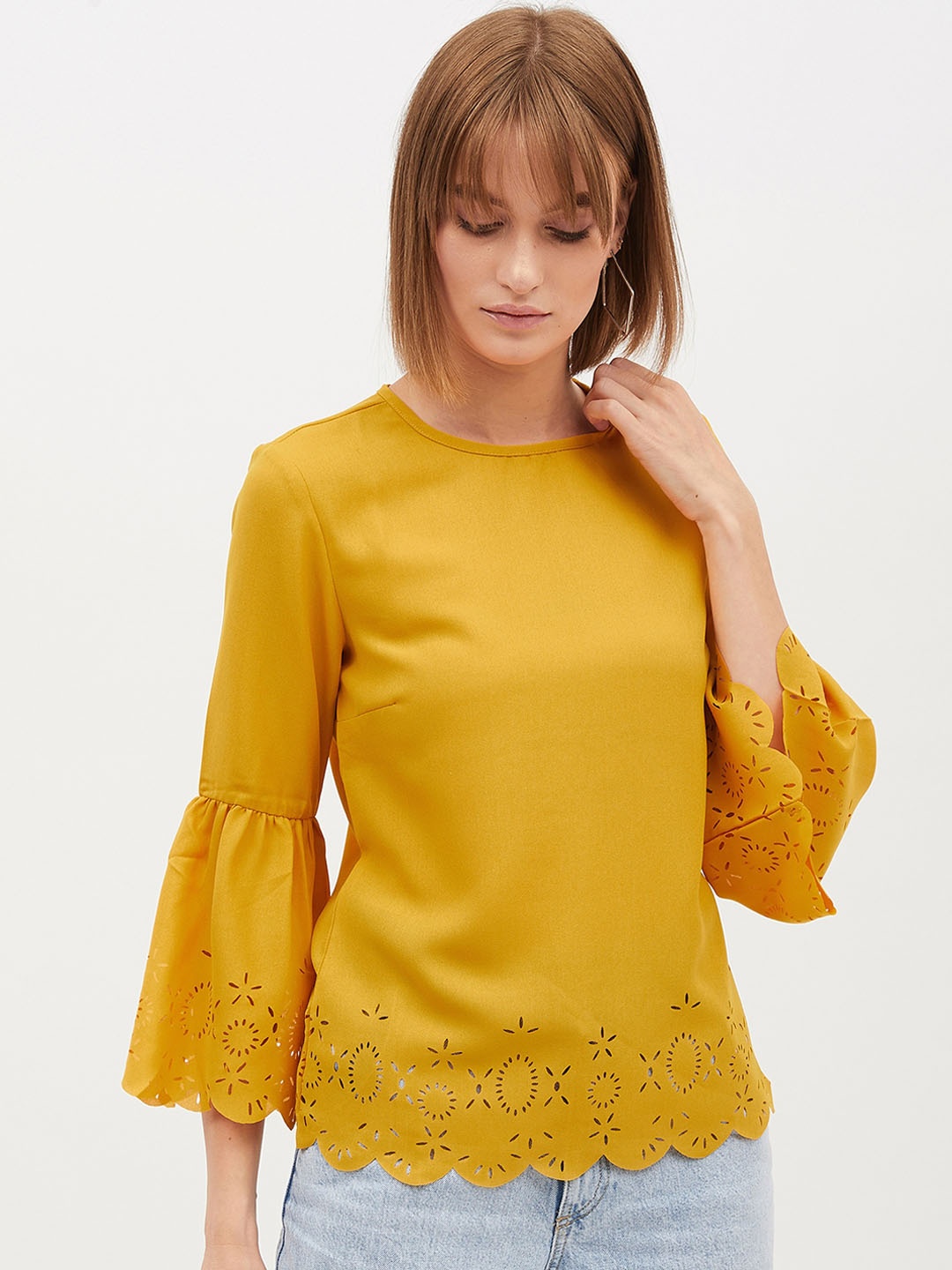 

Harpa Women Mustard Yellow Solid Top