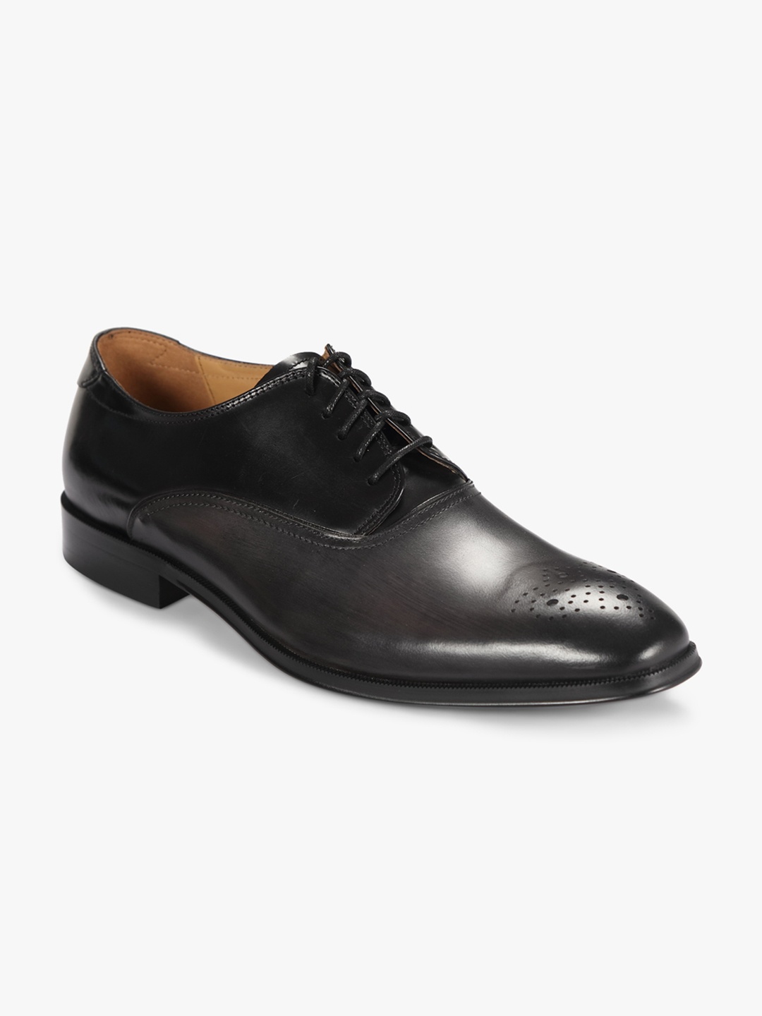 

Florsheim Men Grey & Black Solid Leather Formal Derbys