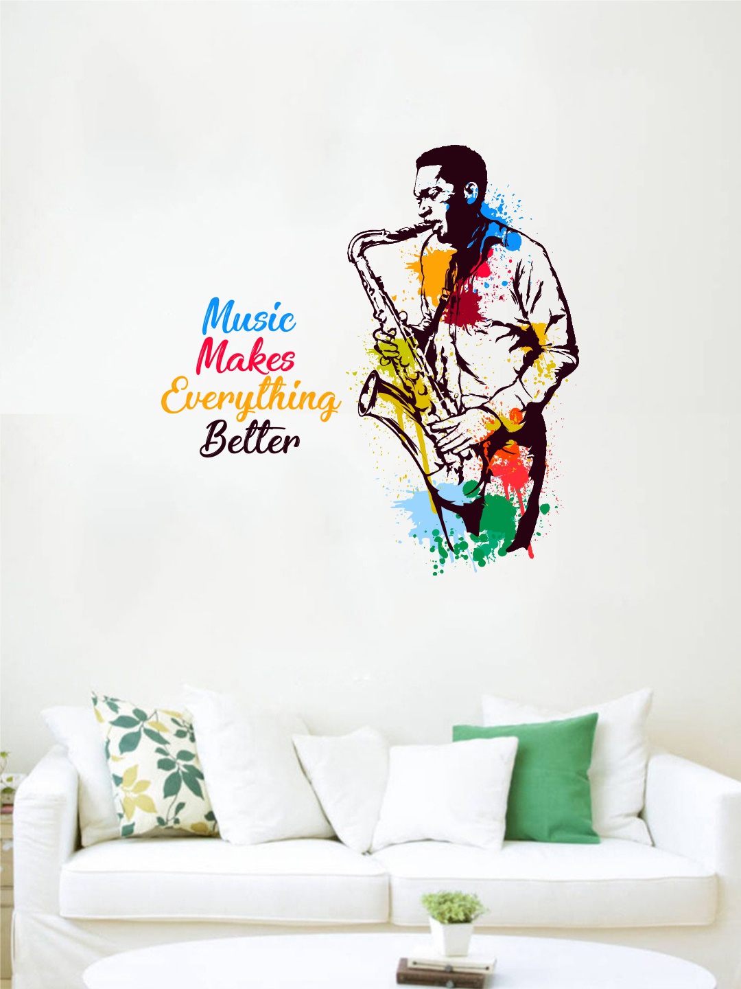 

rawpockets Multicoloured Music Makes Everything Better Wall Stickers, Multi