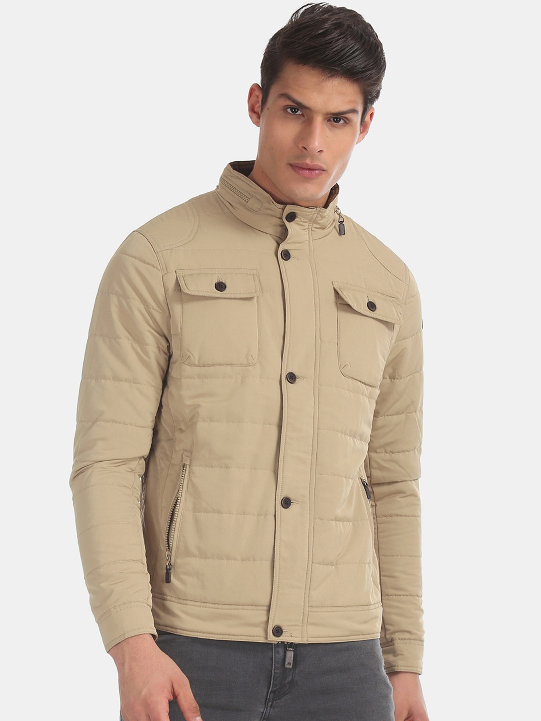 

Arrow Sport Men Beige Solid Padded Jacket