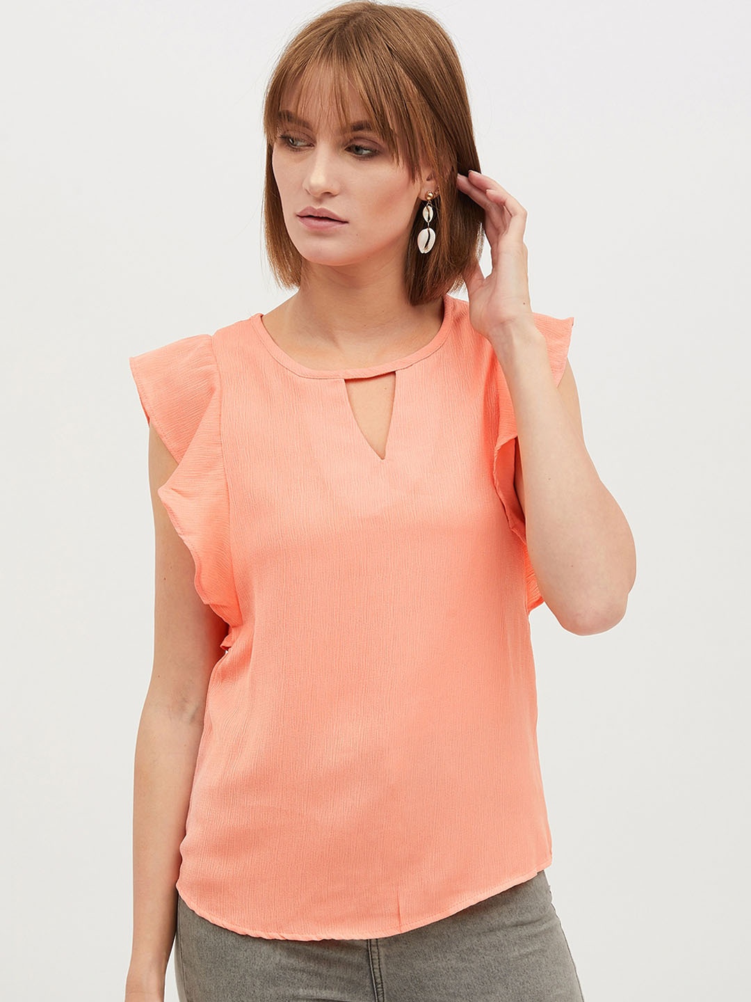 

Harpa Women Peach-Coloured Solid Top