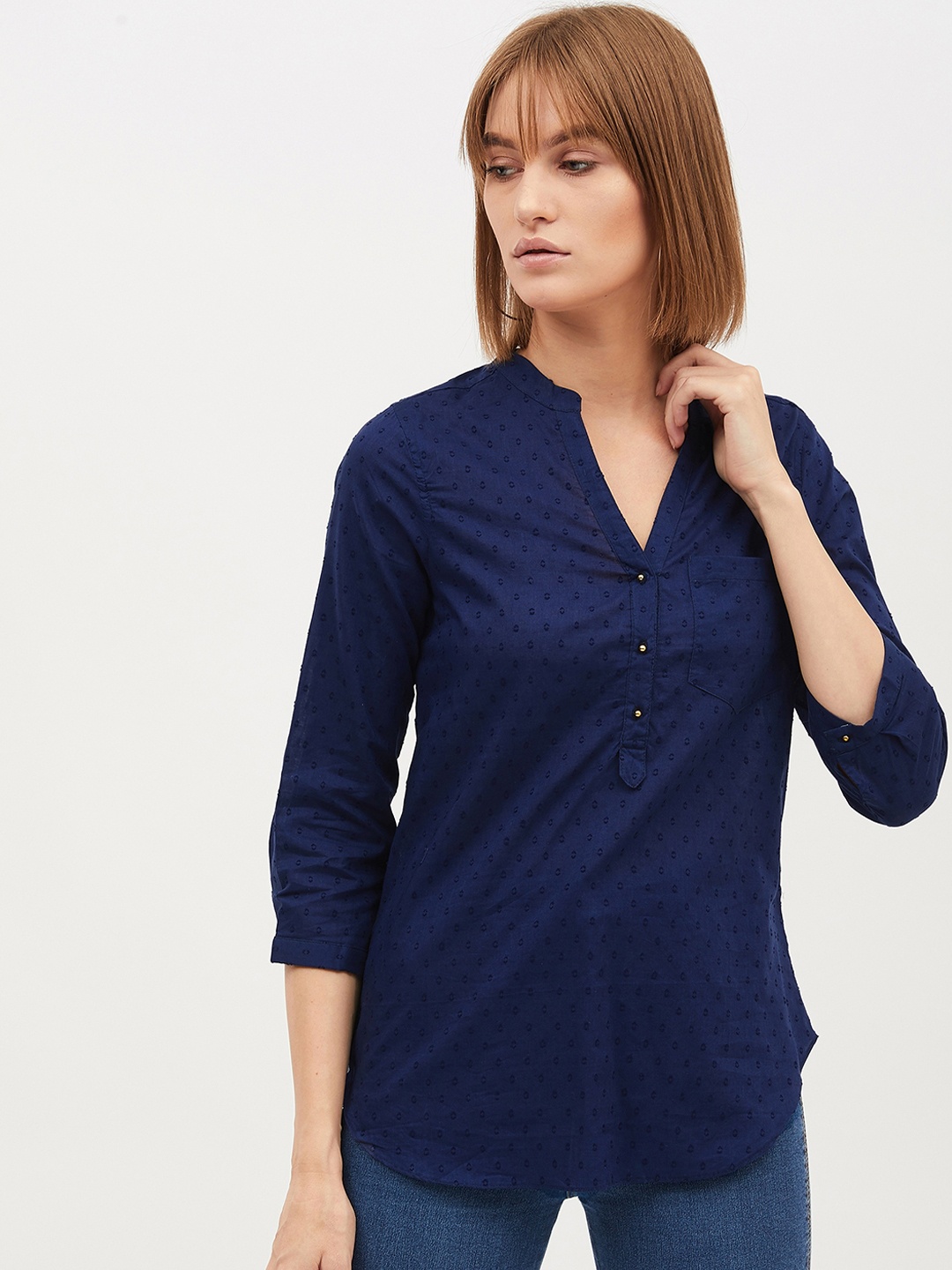 

Harpa Women Navy Blue Solid Top