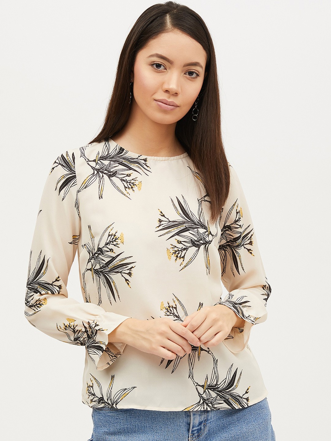 

Harpa Women Cream Floral Print Top