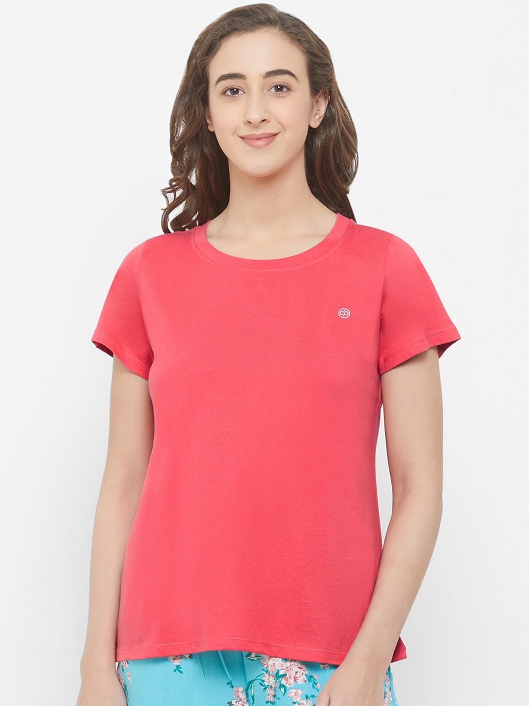 

Soie Women Coral Pink Solid Lounge T-Shirt NT-122