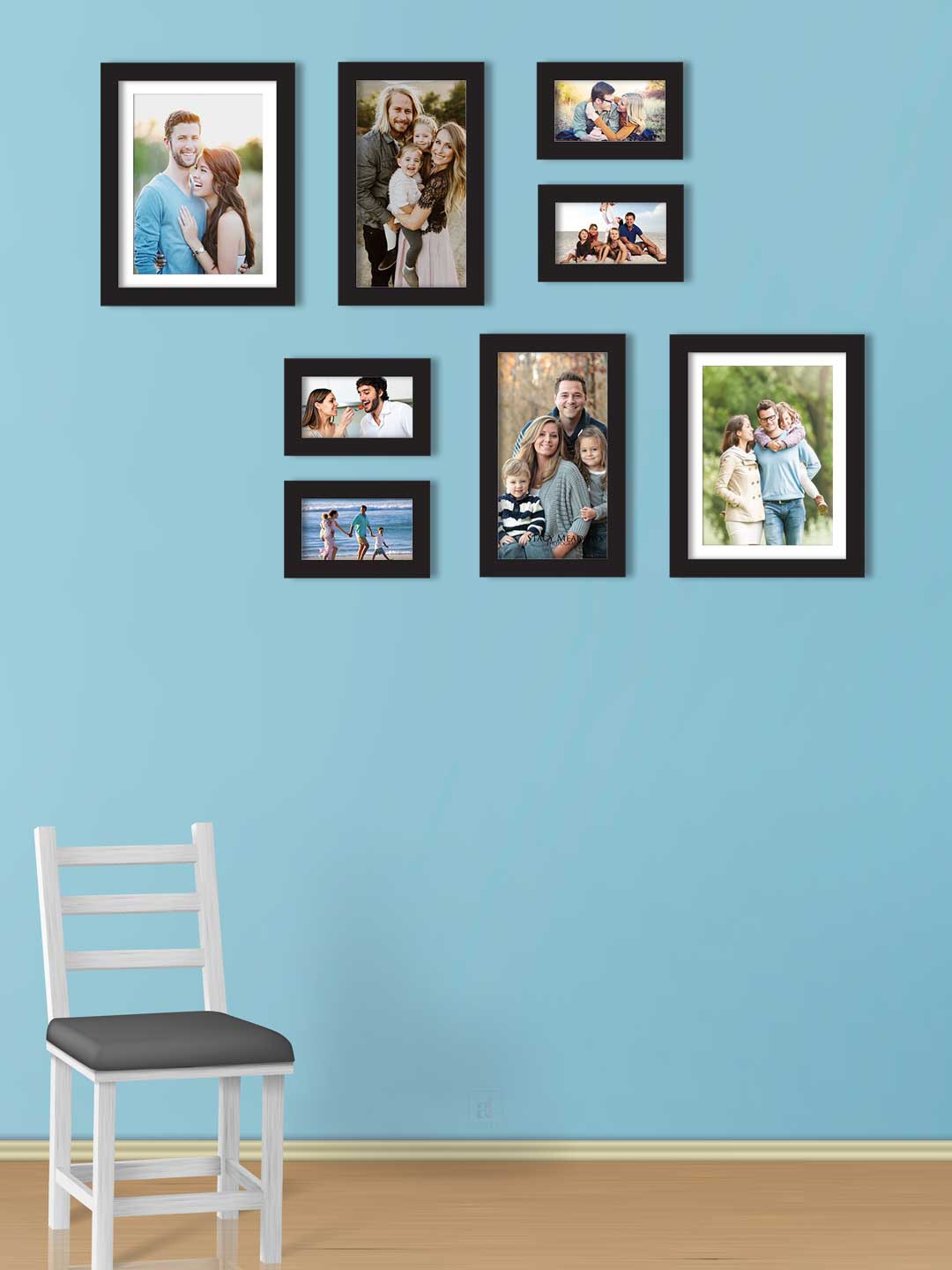 

Art Street Set Of 8 Black Solid Individual Wall Photo Frames