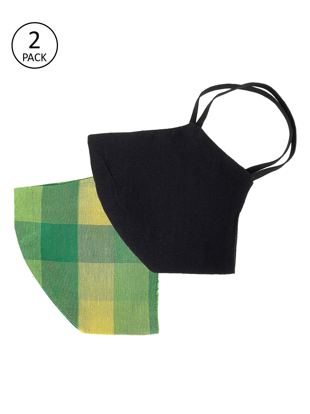 PANASH Unisex 2 Pcs 2-Ply Reusable Anti-Pollution Khadi Cloth Masks, Green