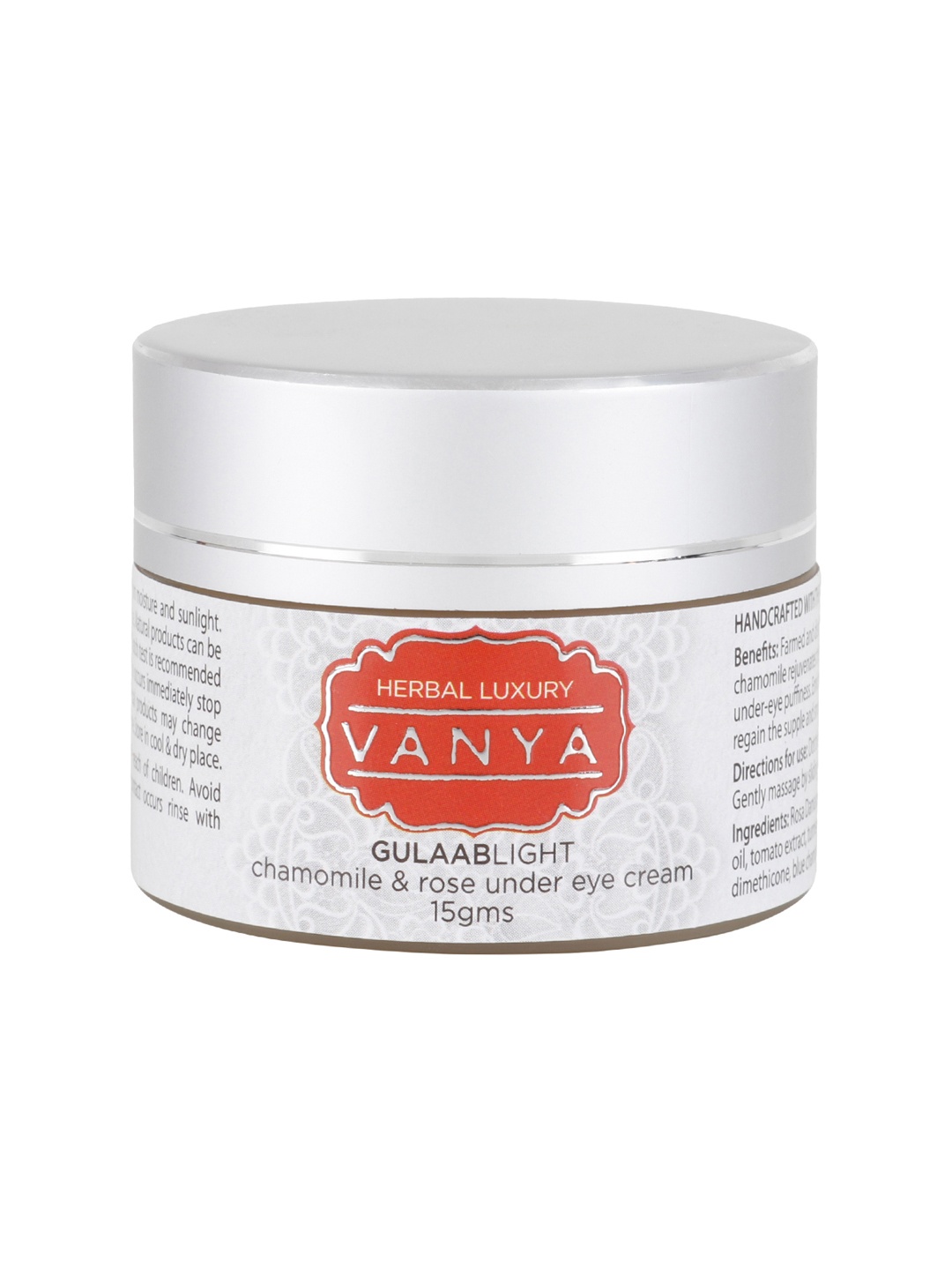 

HERBAL LUXURY VANYA Gulaab Light Chamomile & Rose Under Eye Cream 15 g, Red
