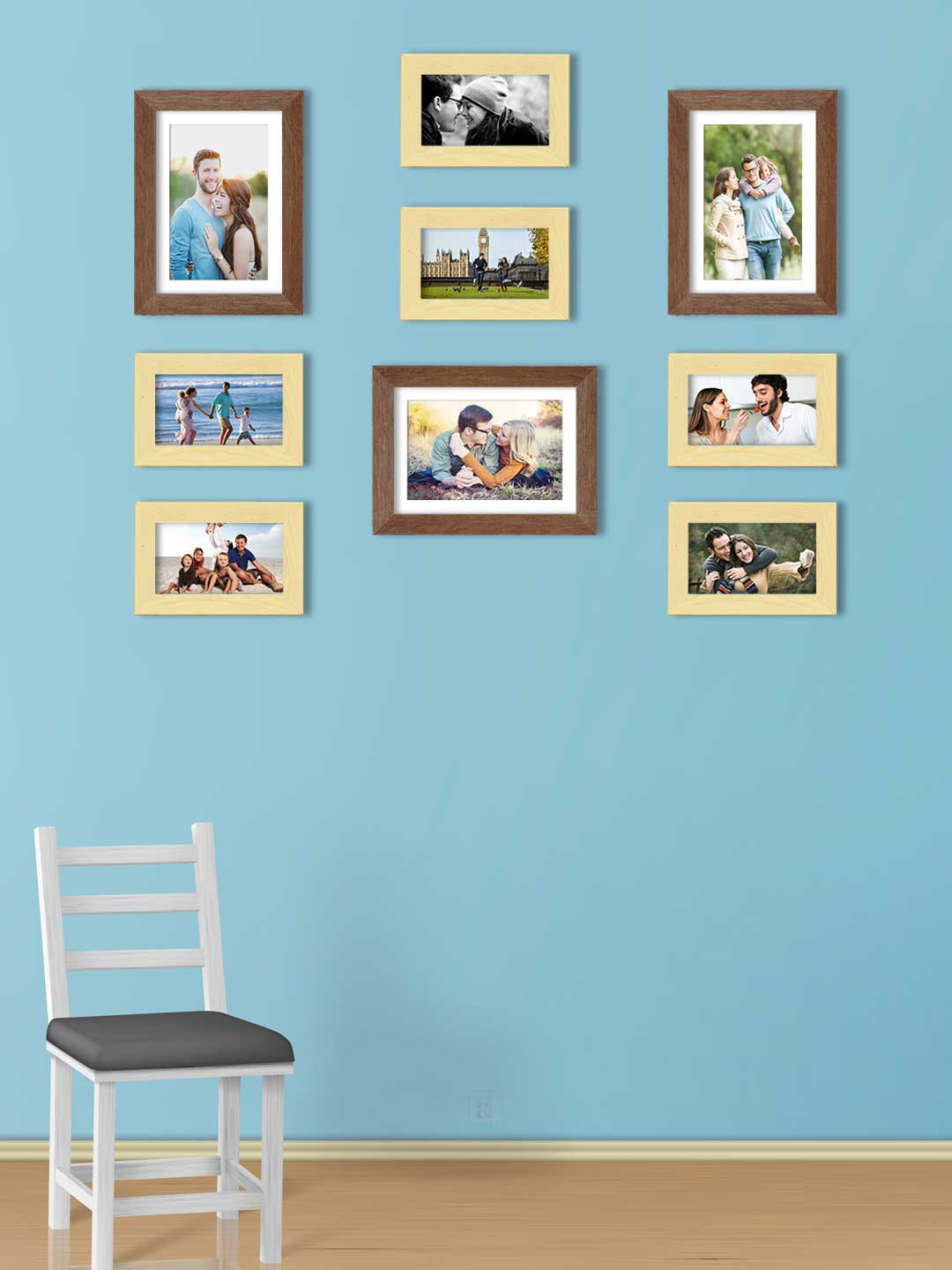 

Art Street Set Of 9 Brown & Beige Solid Individual Wall Photo Frames
