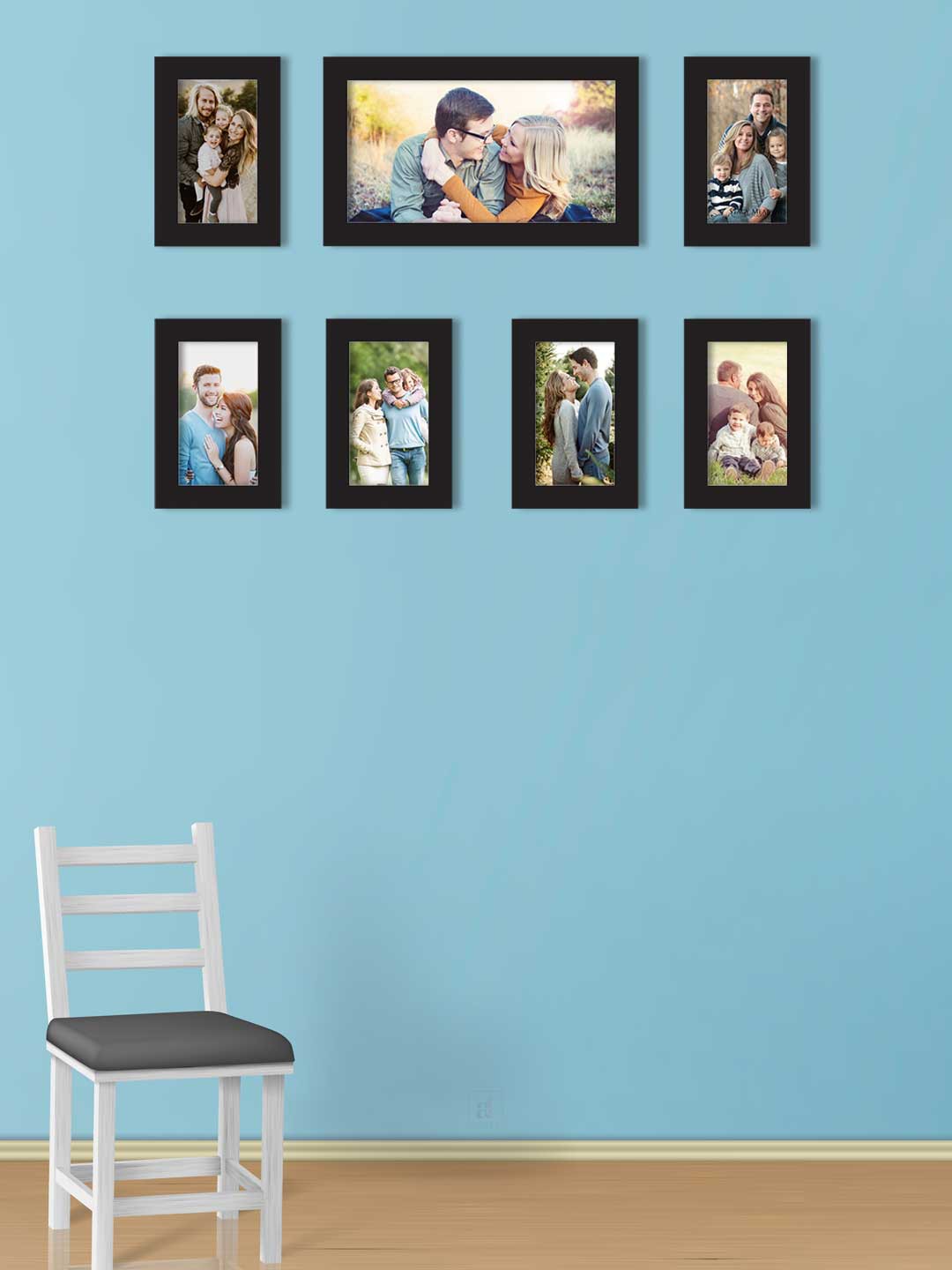 

Art Street Set Of 7 Black Solid Individual Wall Photo Frames