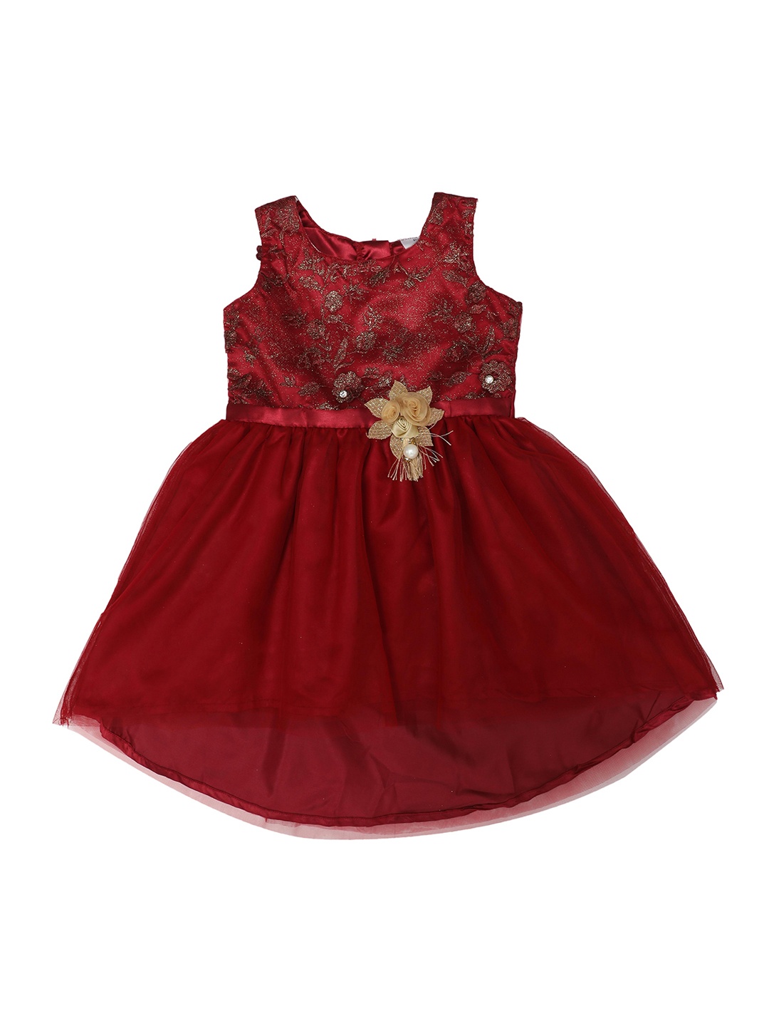 

Doodle Girls Maroon Embellished Fit and Flare Dress