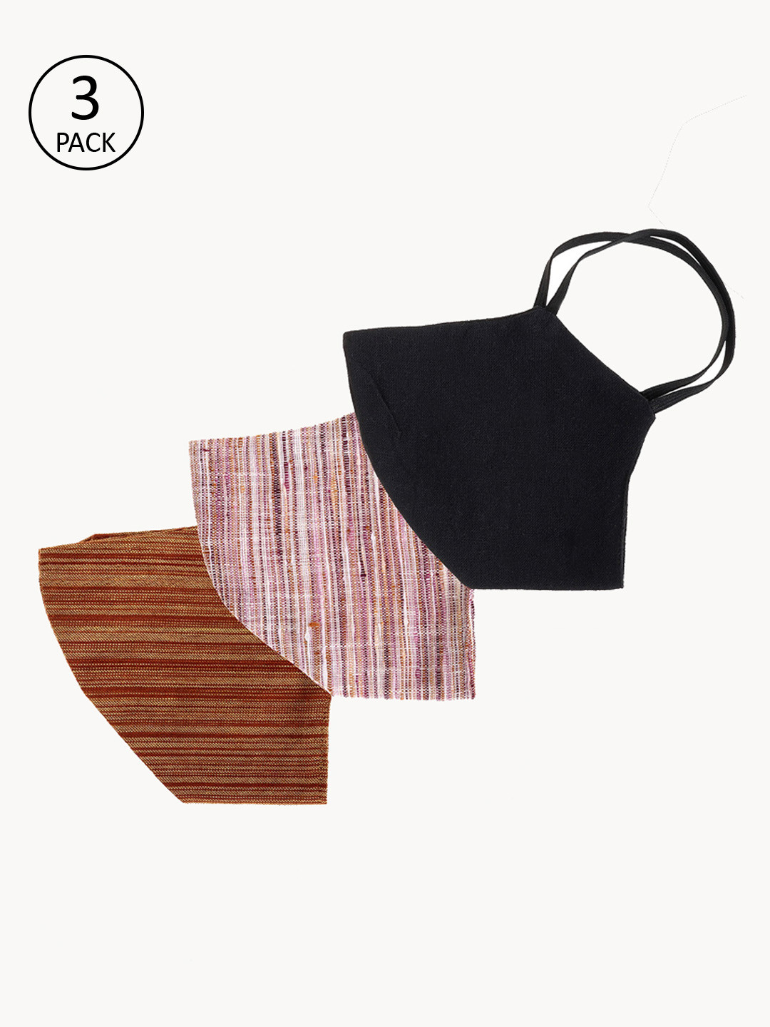 

PANASH Unisex 3 Pcs 2-Ply Reusable Anti-Pollution Khadi Cloth Masks, Brown