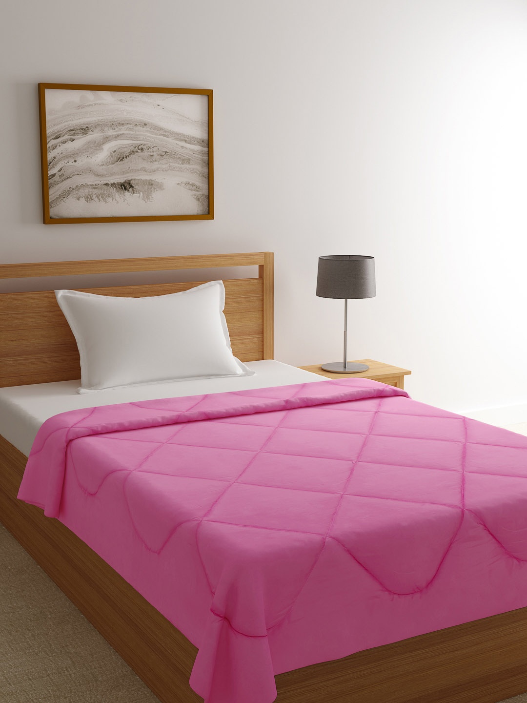 

ROMEE Pink Solid AC Room 233 GSM Single Bed Comforter
