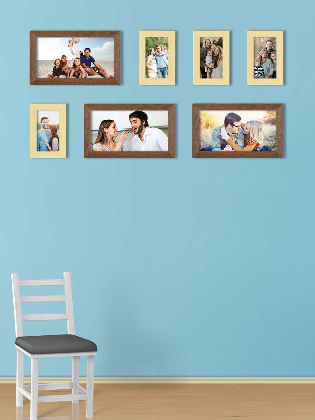 

Art Street Set Of 7 Brown & Beige Solid Individual Wall Photo Frames