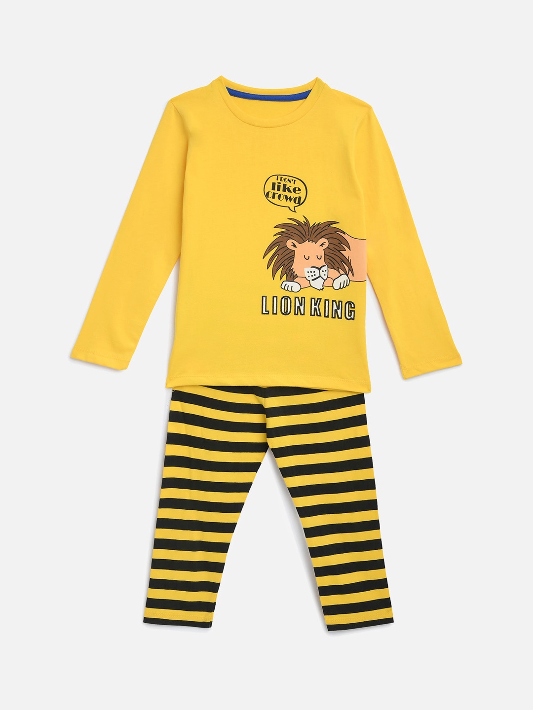 

KIDSCRAFT Boys Yellow & Black Printed Night suit