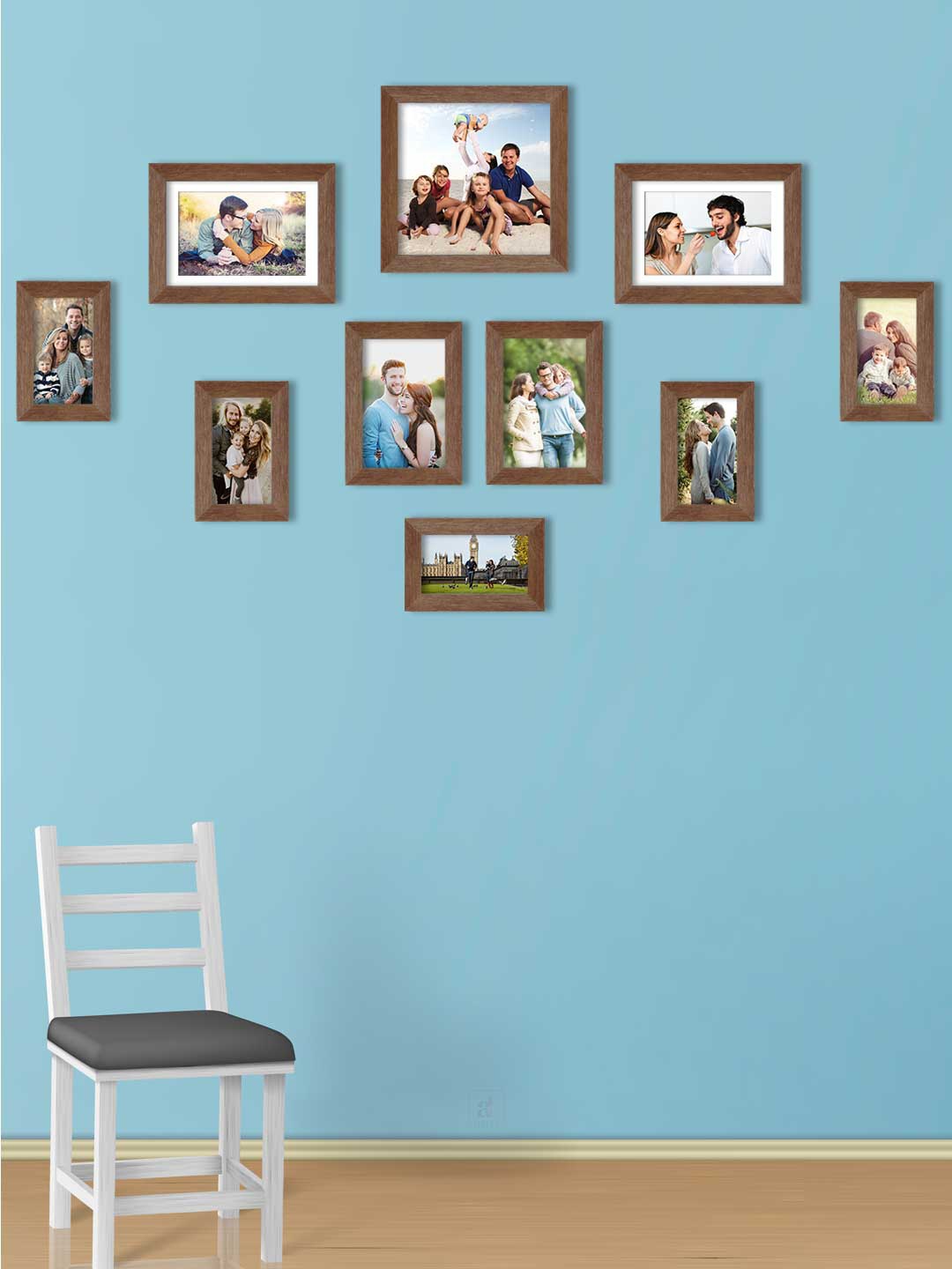 

Art Street Set Of 10 Brown Solid Individual Wall Photo Frames