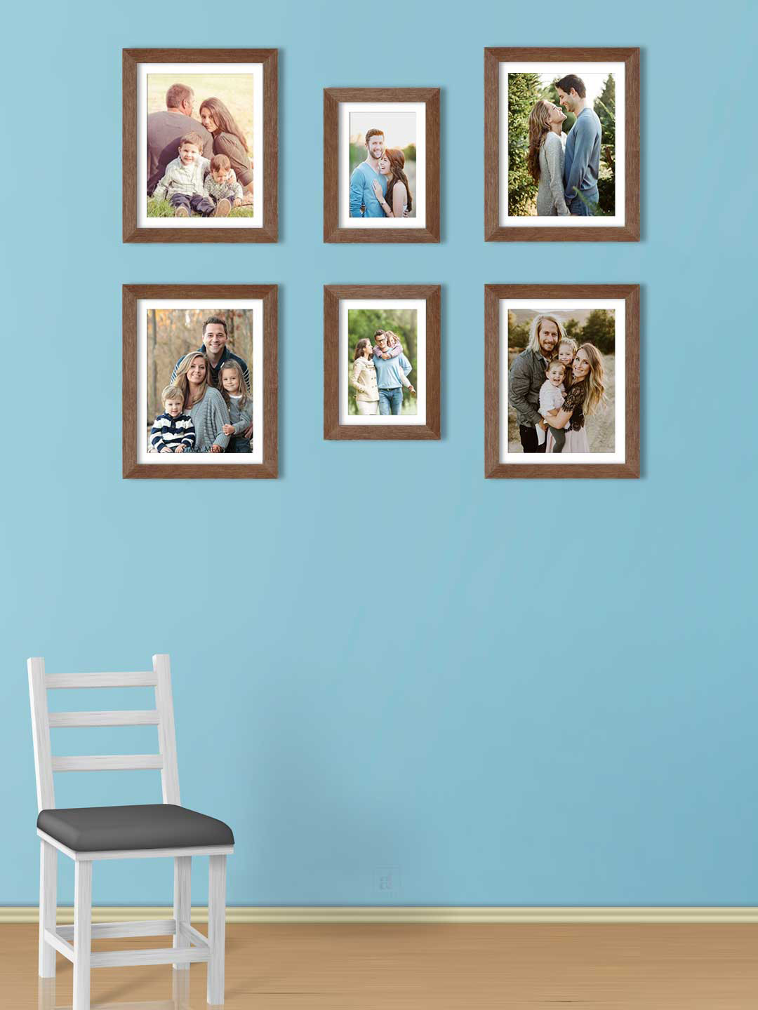

Art Street Set Of 6 Brown Solid Individual Wall Photo Frames