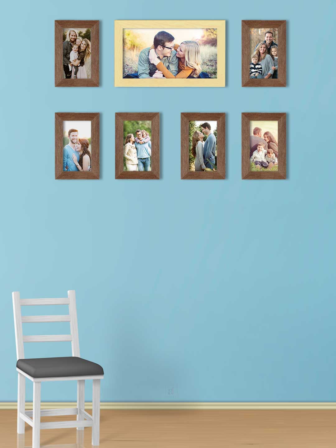 

Art Street Set Of 7 Brown & Beige Solid Individual Wall Photo Frames