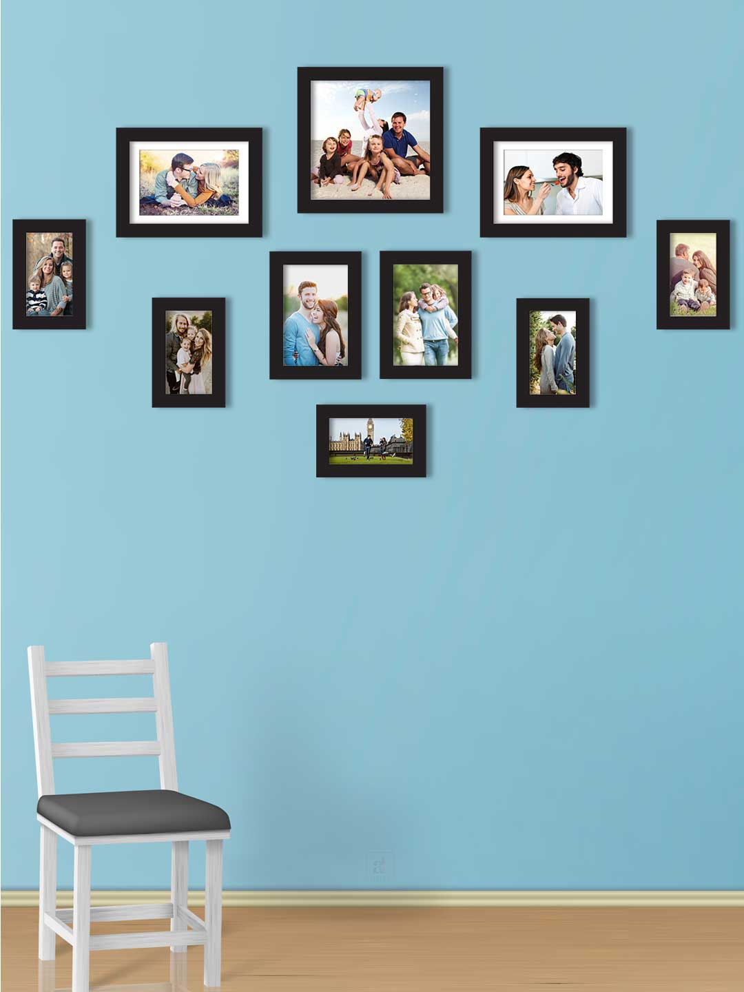 Art Street Set Of 10 Black Solid Individual Wall Photo Frames