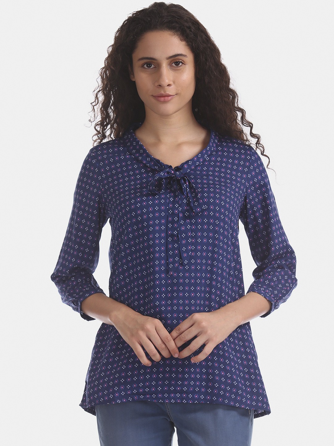 

U.S. Polo Assn. Women Navy Blue Printed Top