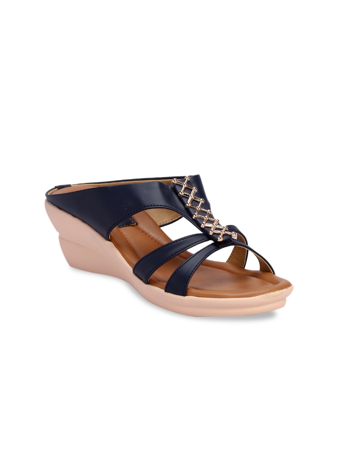 

Khadims Women Navy Blue Textured Wedges