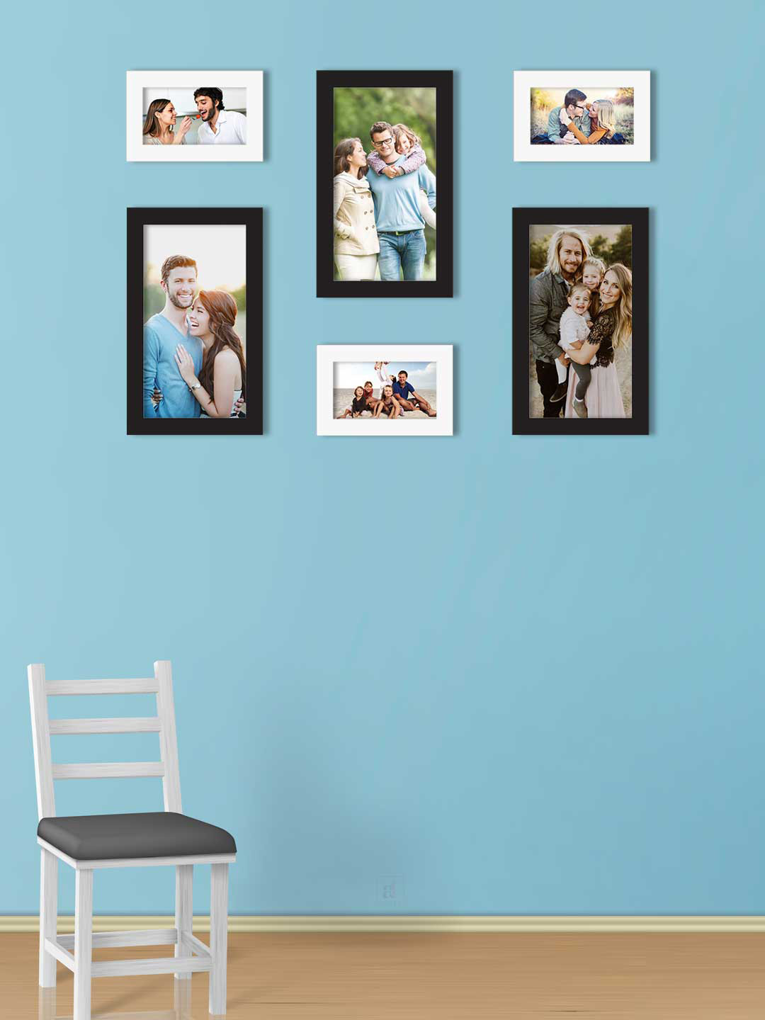 

Art Street Set Of 6 Black & White Solid Individual Wall Photo Frames