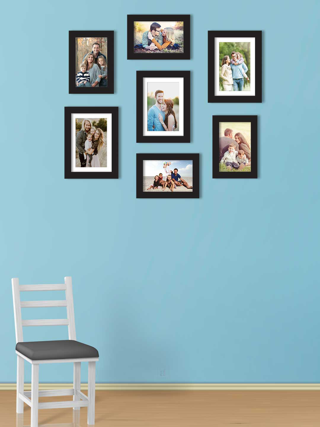 

Art Street Set Of 7 Black Solid Individual Wall Photo Frames