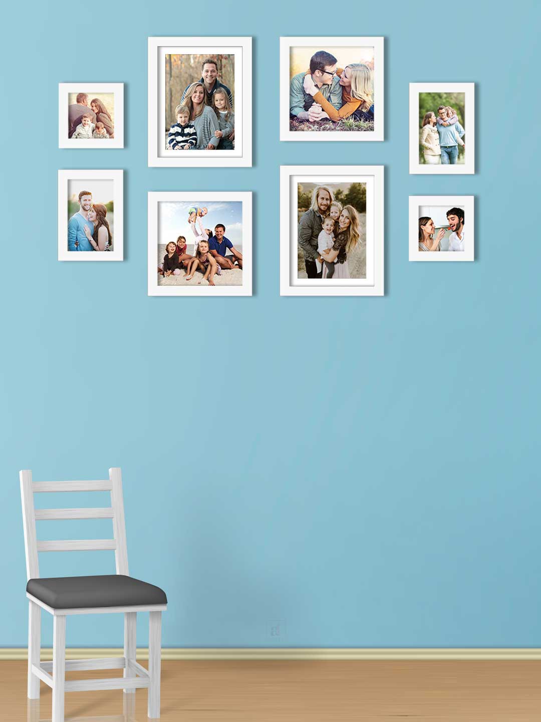 

Art Street Set Of 8 White Solid Individual Wall Photo Frames