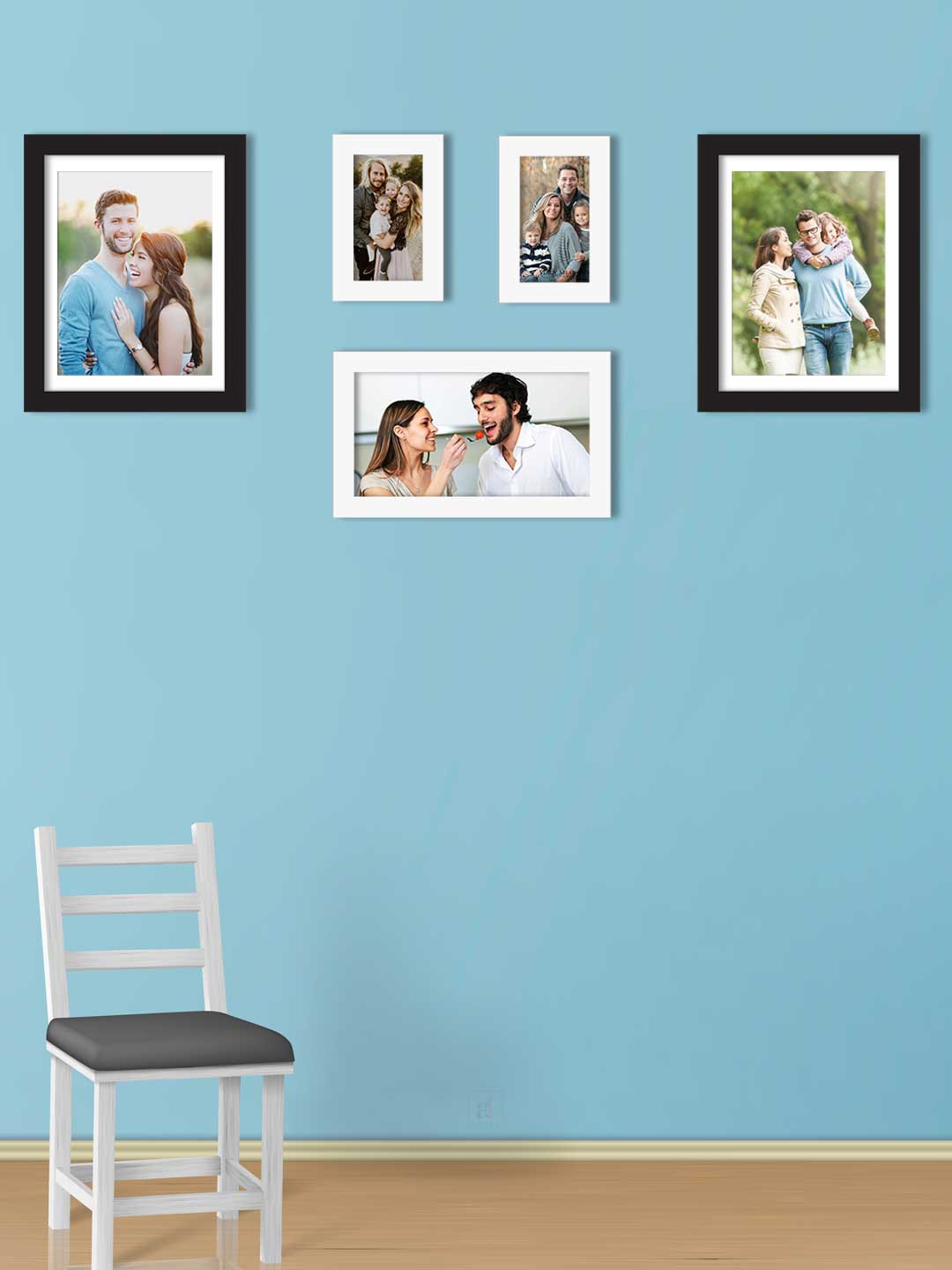 Art Street Set Of 5 Black & White Solid Individual Wall Photo Frames