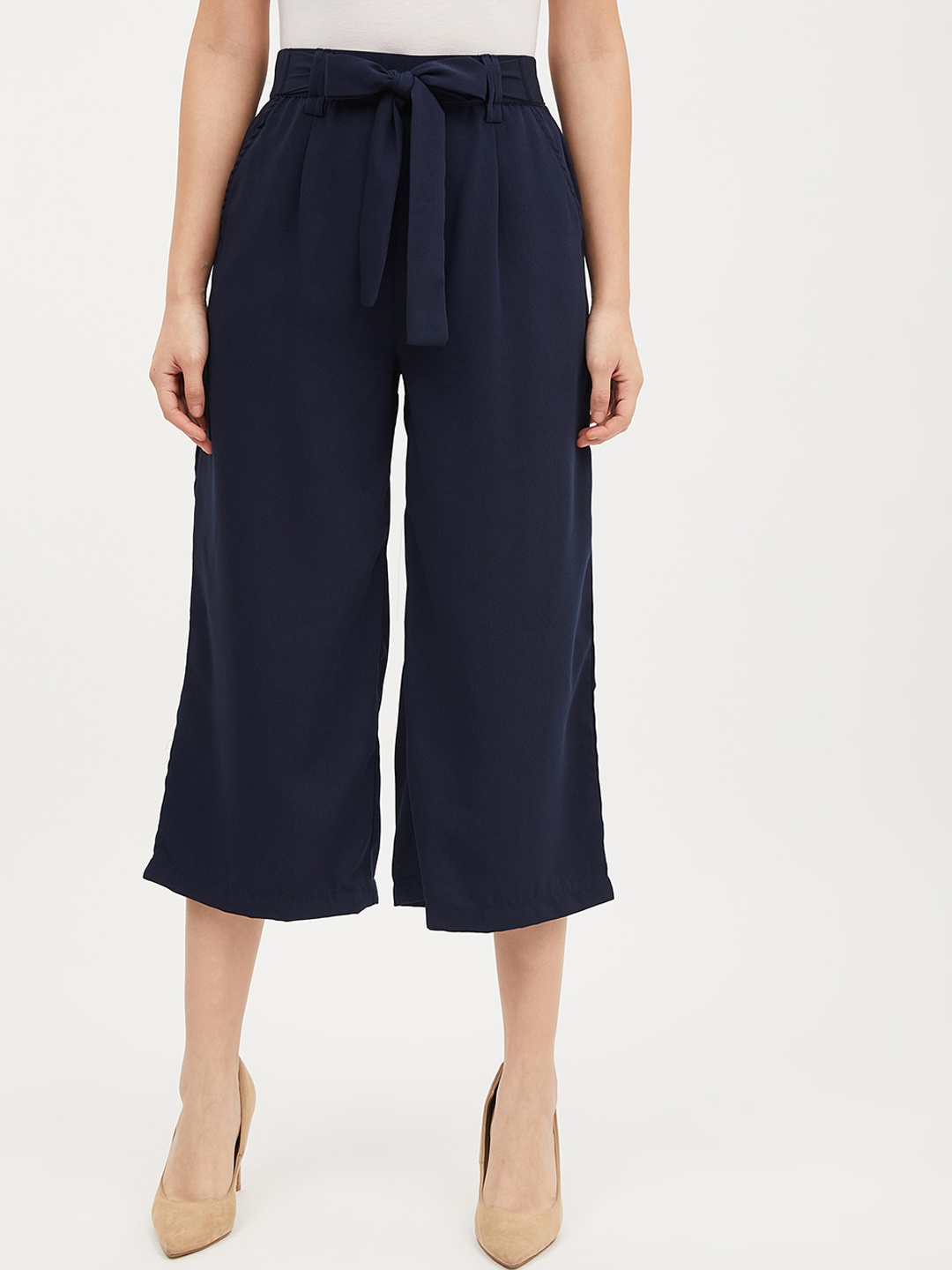 

Harpa Women Navy Blue Solid Culottes