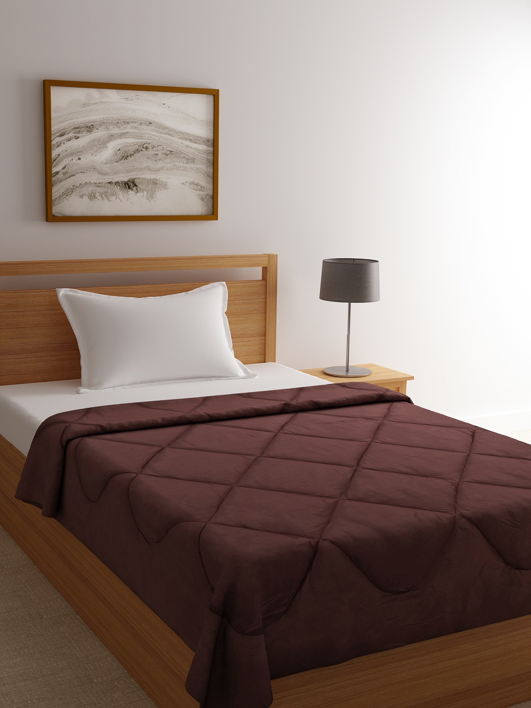 

ROMEE Brown Solid AC Room 233 GSM Single Bed Comforter