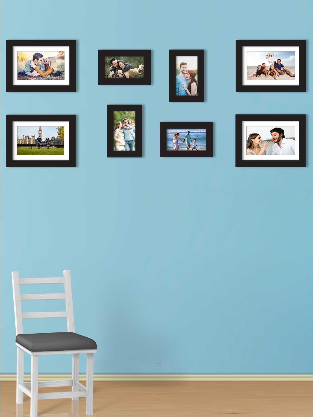 Art Street Set Of 8 Black Solid Individual Wall Photo Frames