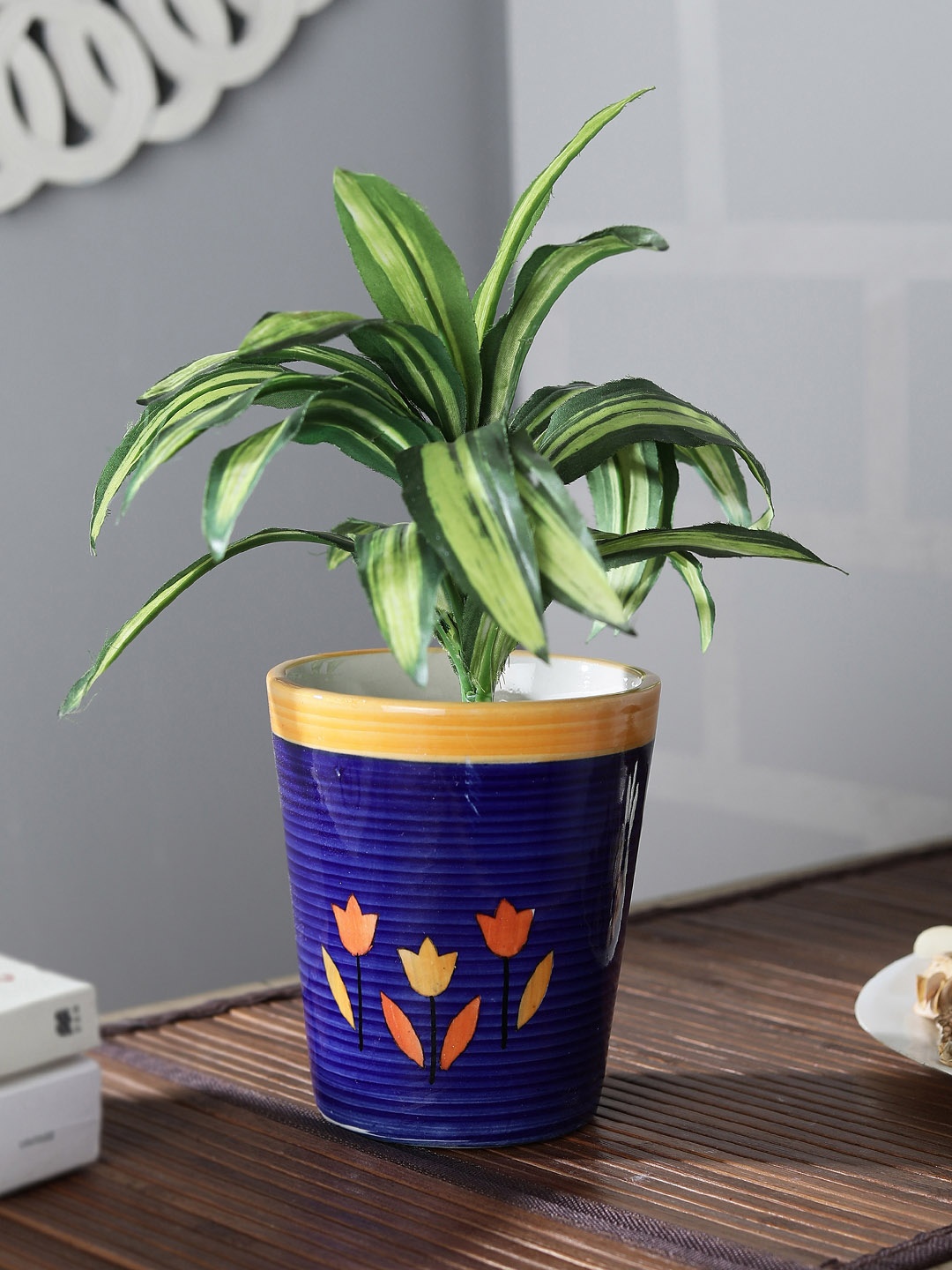 

CDI Blue Conical Med Painted Flower Pot