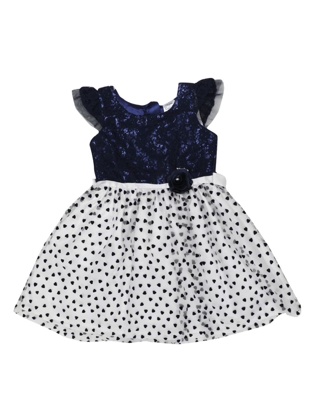 

Doodle Girls White & Navy Printed Fit and Flare Dress