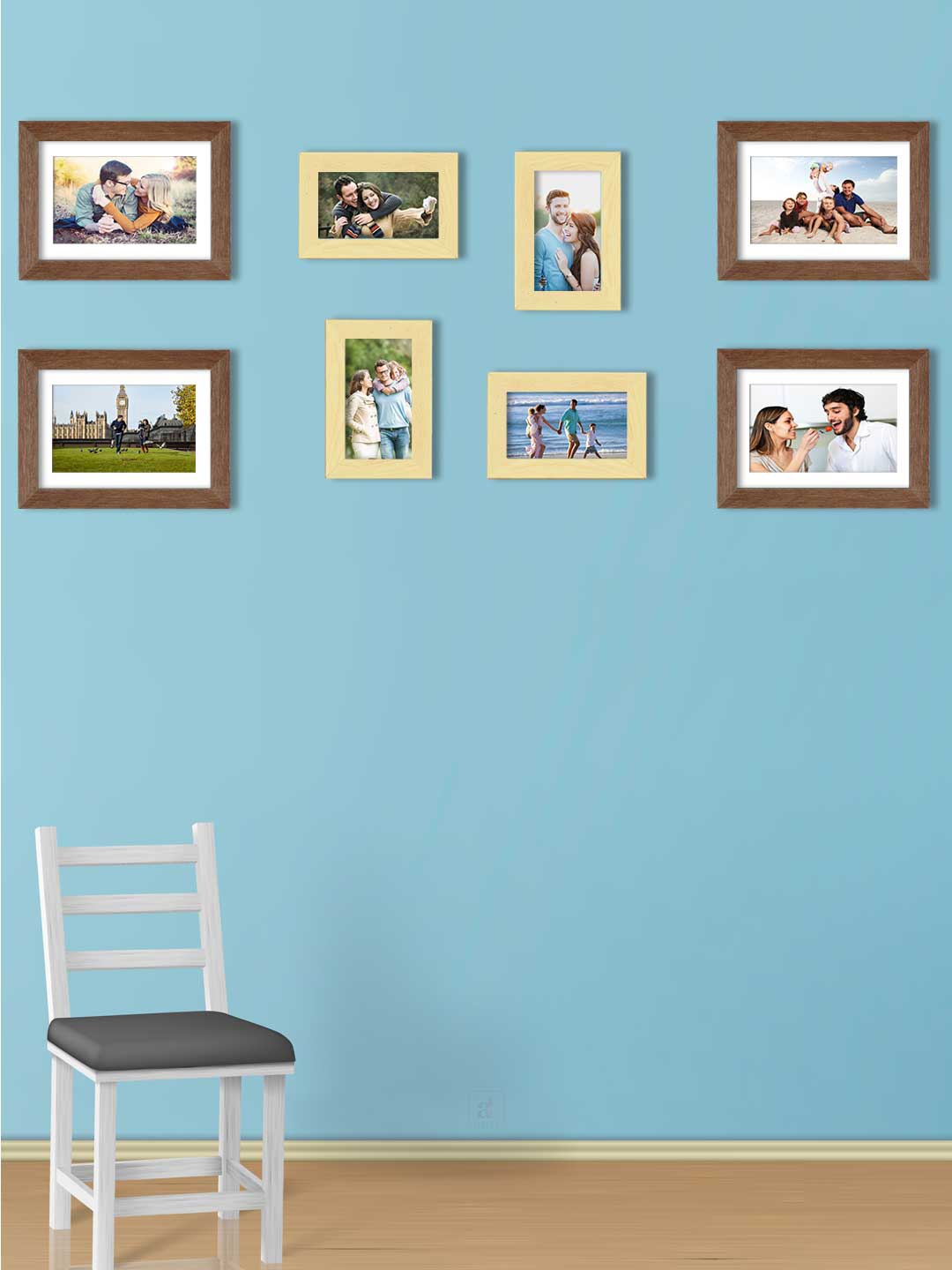 

Art Street Set Of 8 Brown & Beige Solid Individual Wall Photo Frames