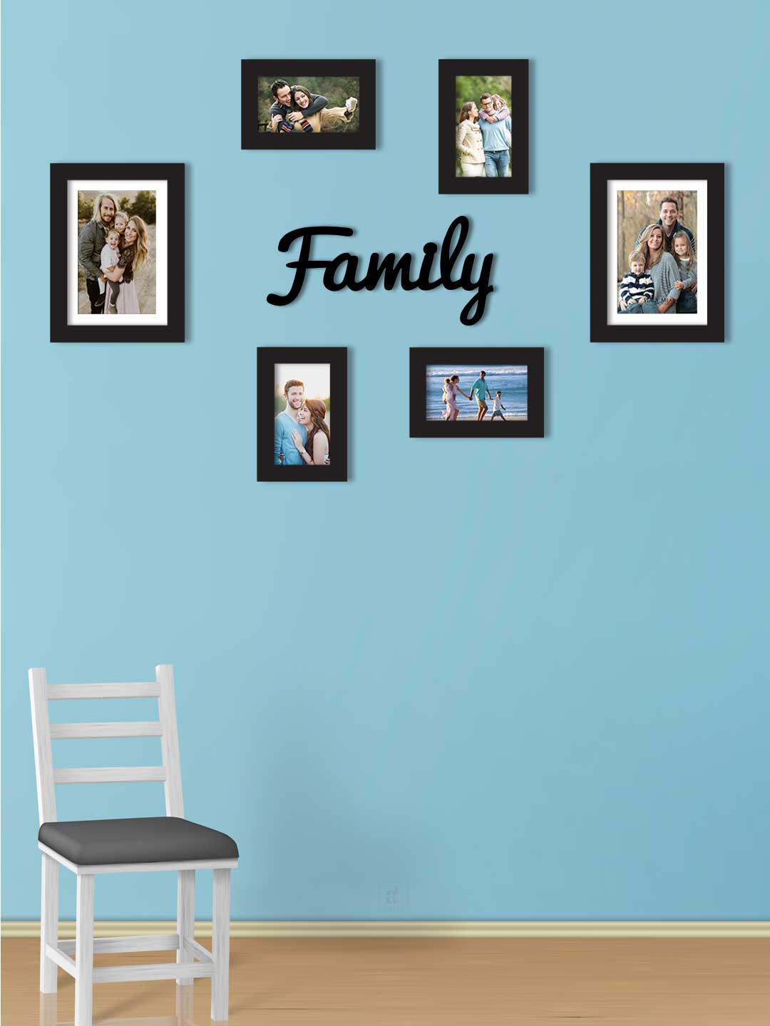 Art Street Set Of 6 Black Solid Individual Wall Photo Frames