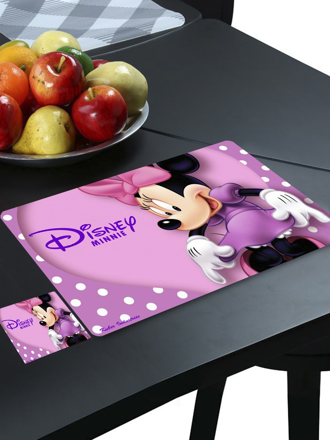 

Kuber Industries Set of 12 Pink Minnie Mouse Printed Table Placemats & Coasters Set