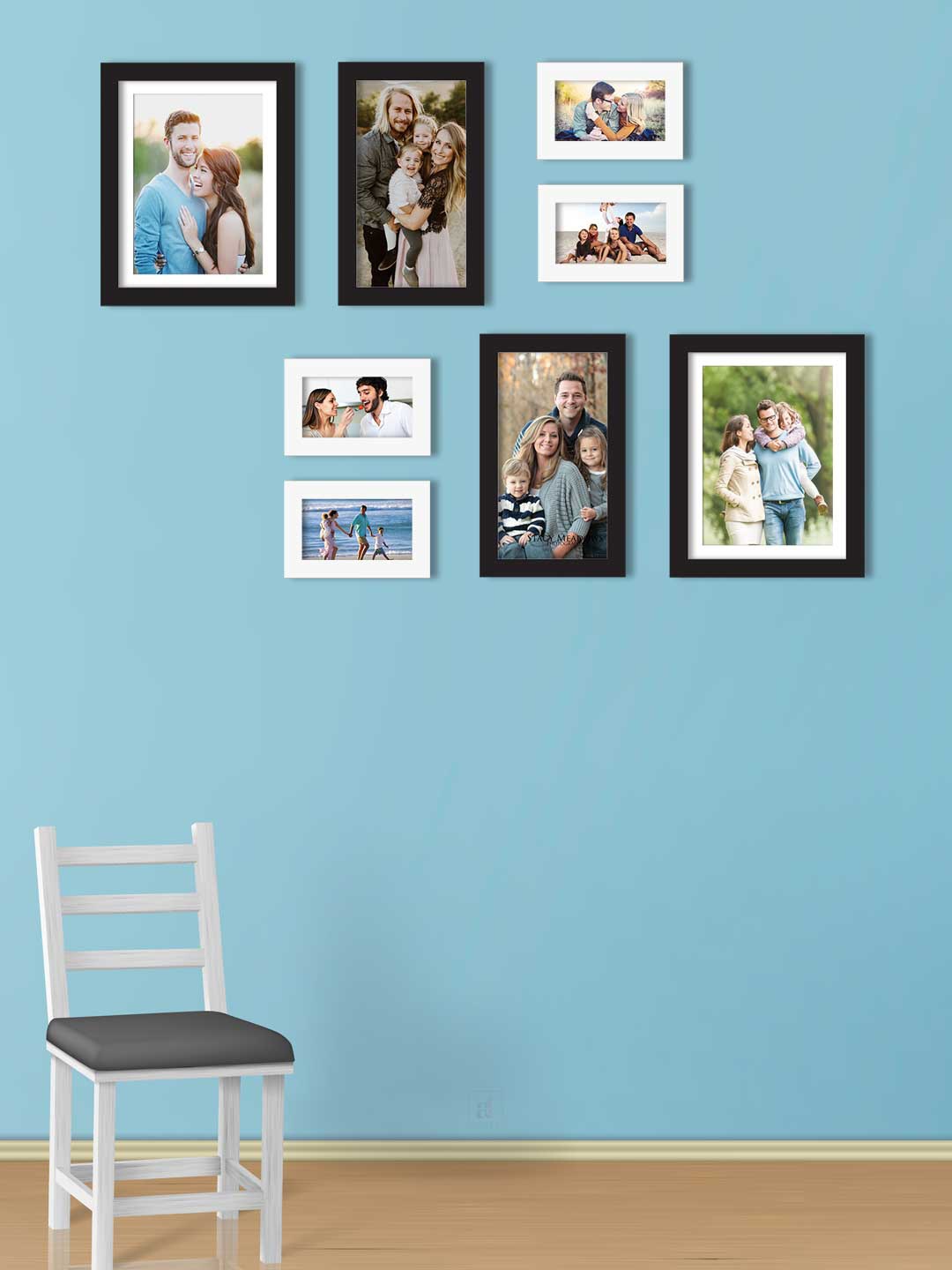 

Art Street Set Of 8 Black & White Solid Individual Wall Photo Frames