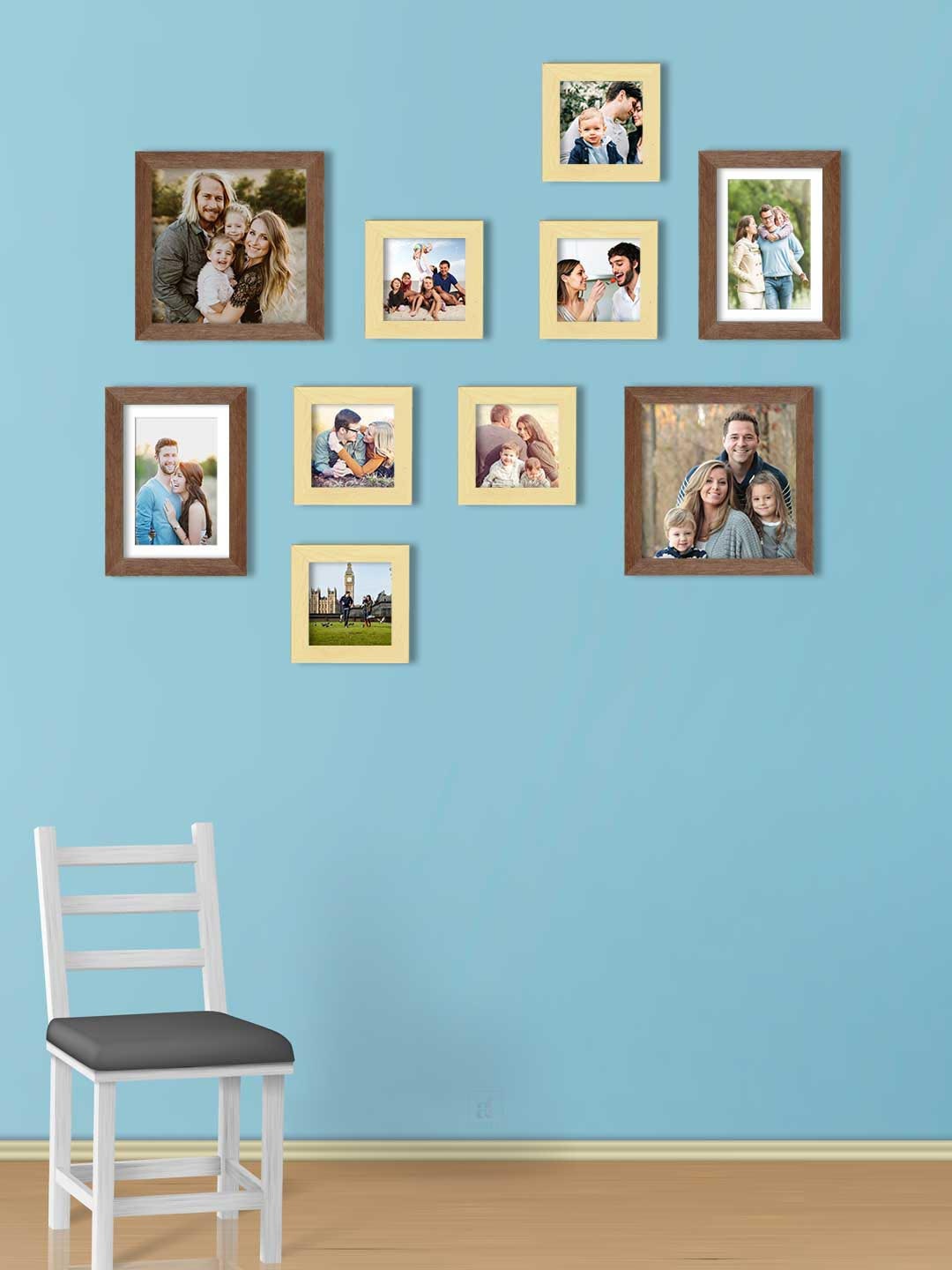 

Art Street Set Of 10 Brown & Beige Solid Individual Wall Photo Frames