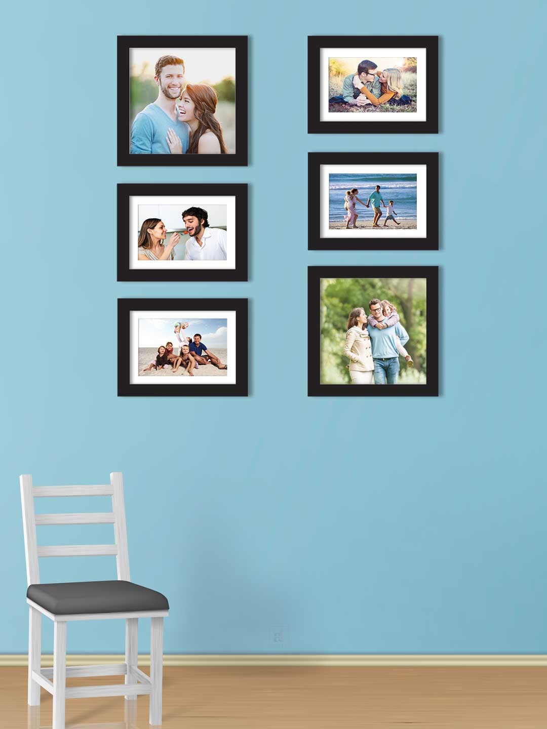 

Art Street Set Of 6 Black Solid Individual Wall Photo Frames