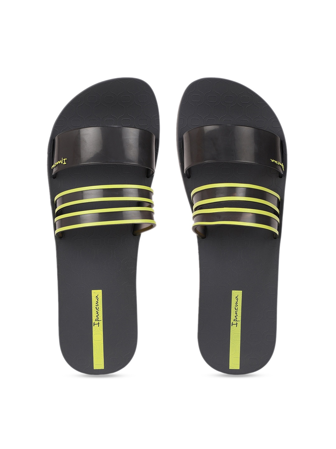 

iPanema Women Charcoal Grey & Yellow Printed Sliders
