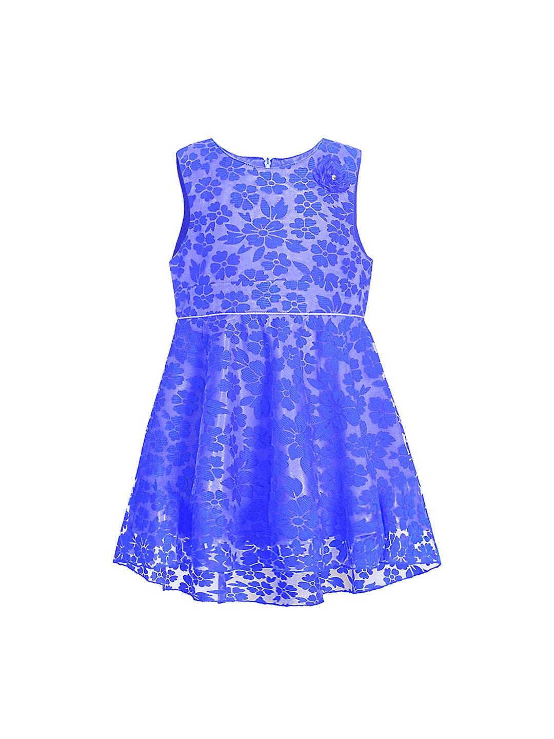 

CACA CINA Girls Blue Floral Printed Fit and Flare Dress