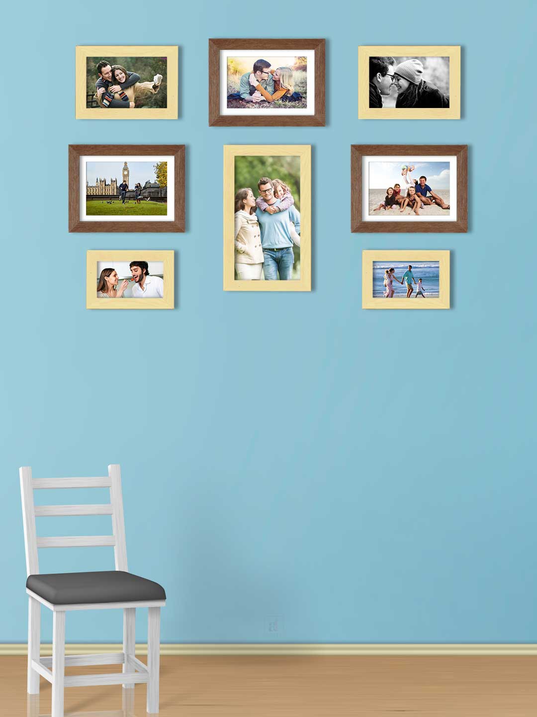 

Art Street Set Of 8 Brown & Beige Solid Individual Wall Photo Frames