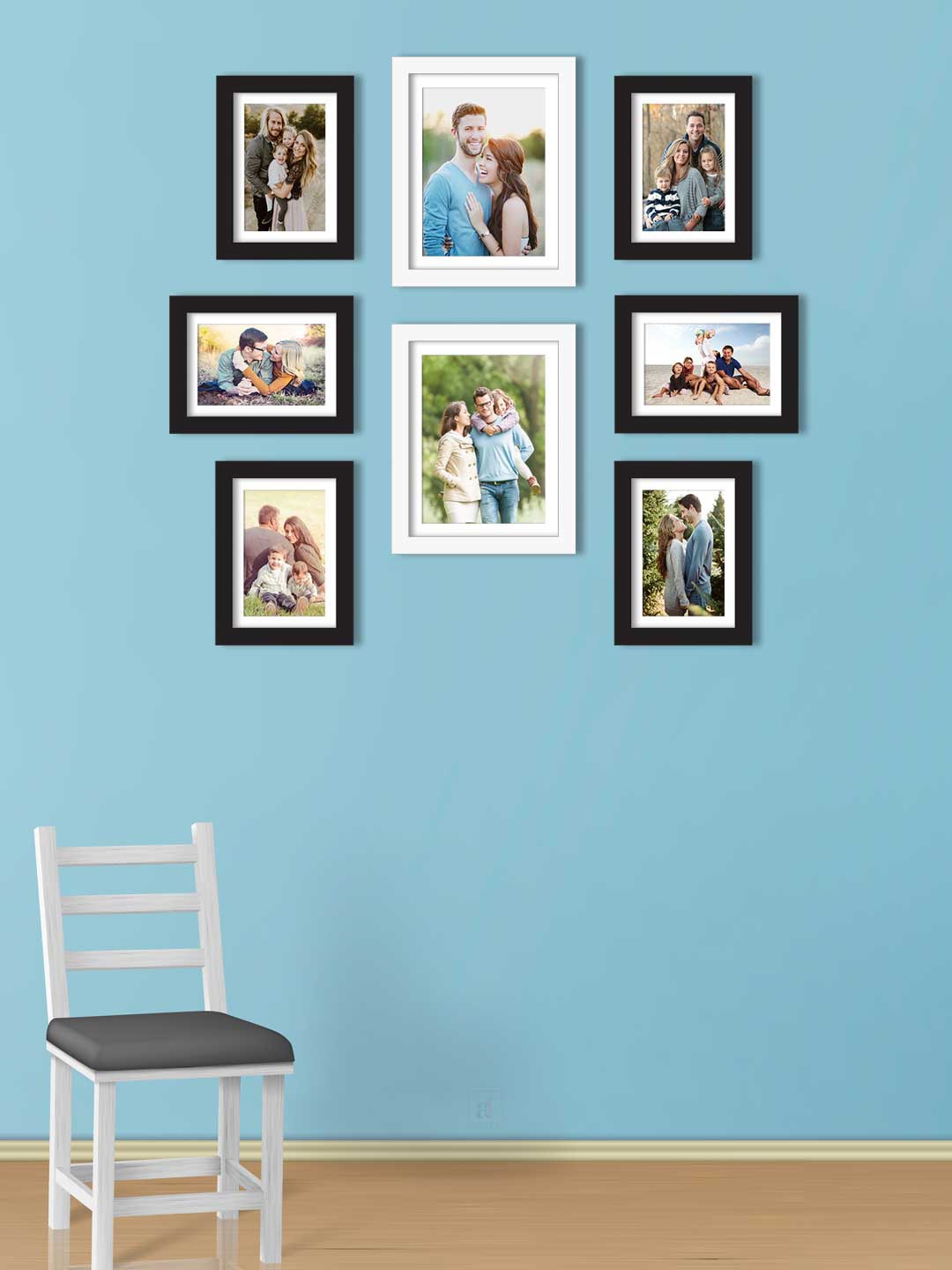 

Art Street Set Of 8 Black & White Solid Individual Photo Frames