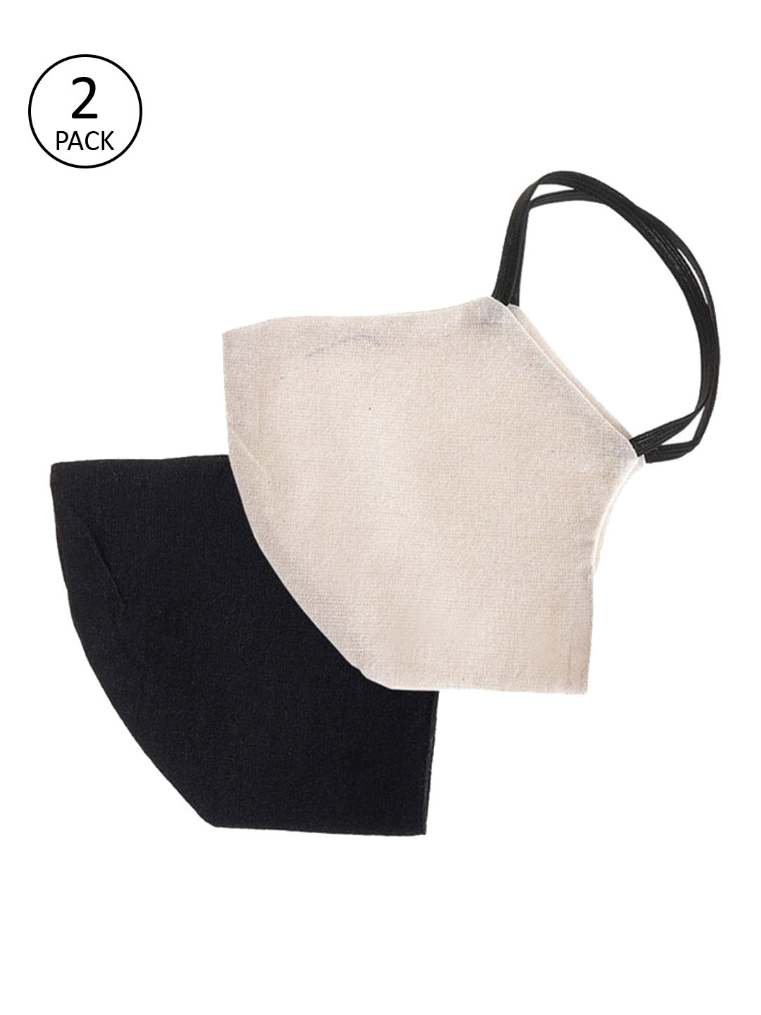 

PANASH Unisex 2 Pcs Cream-Coloured 2-Ply Reusable Anti-Pollution Khadi Cloth Masks