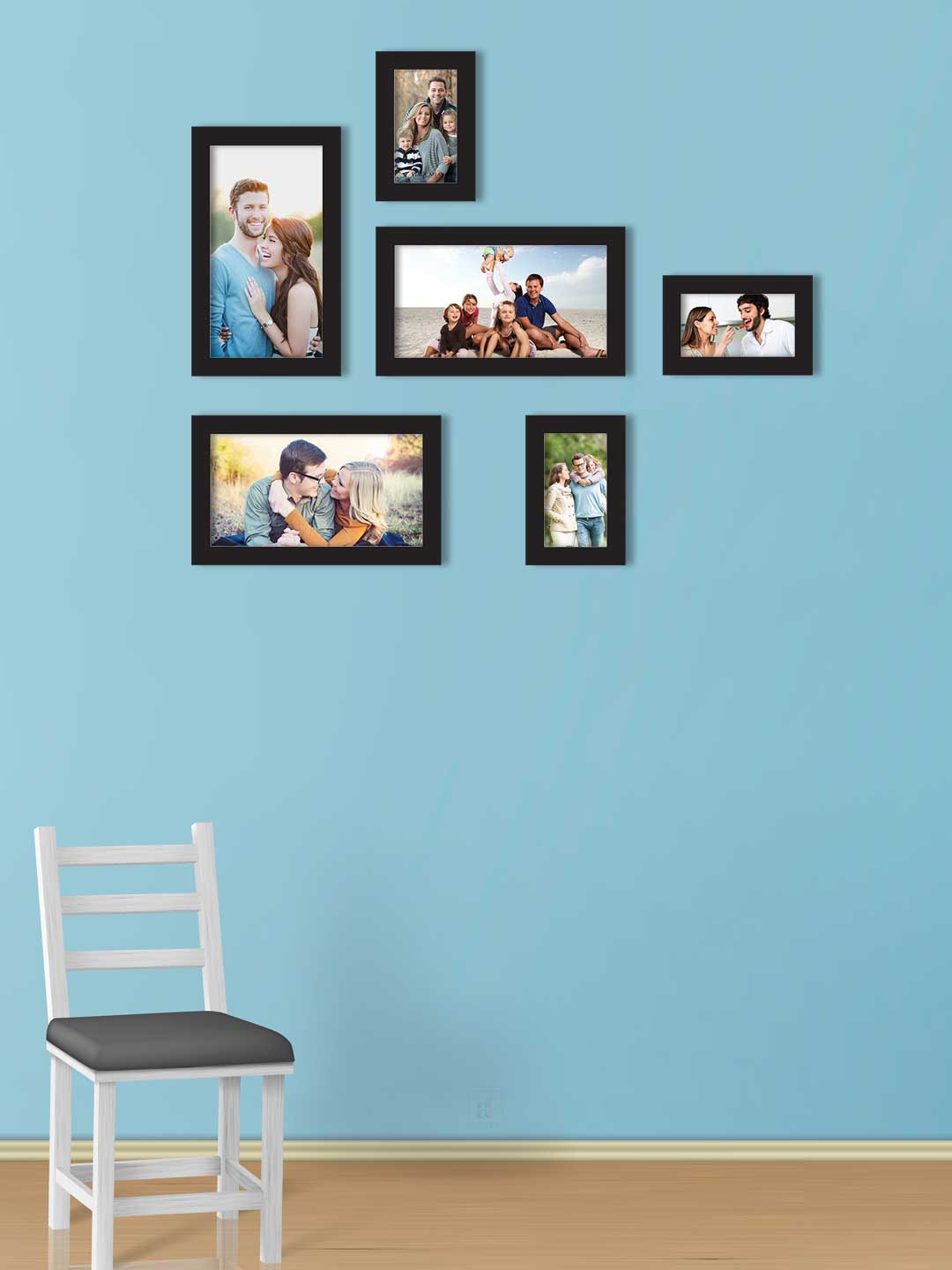 Art Street Set Of 6 Black Solid Individual Wall Photo Frames