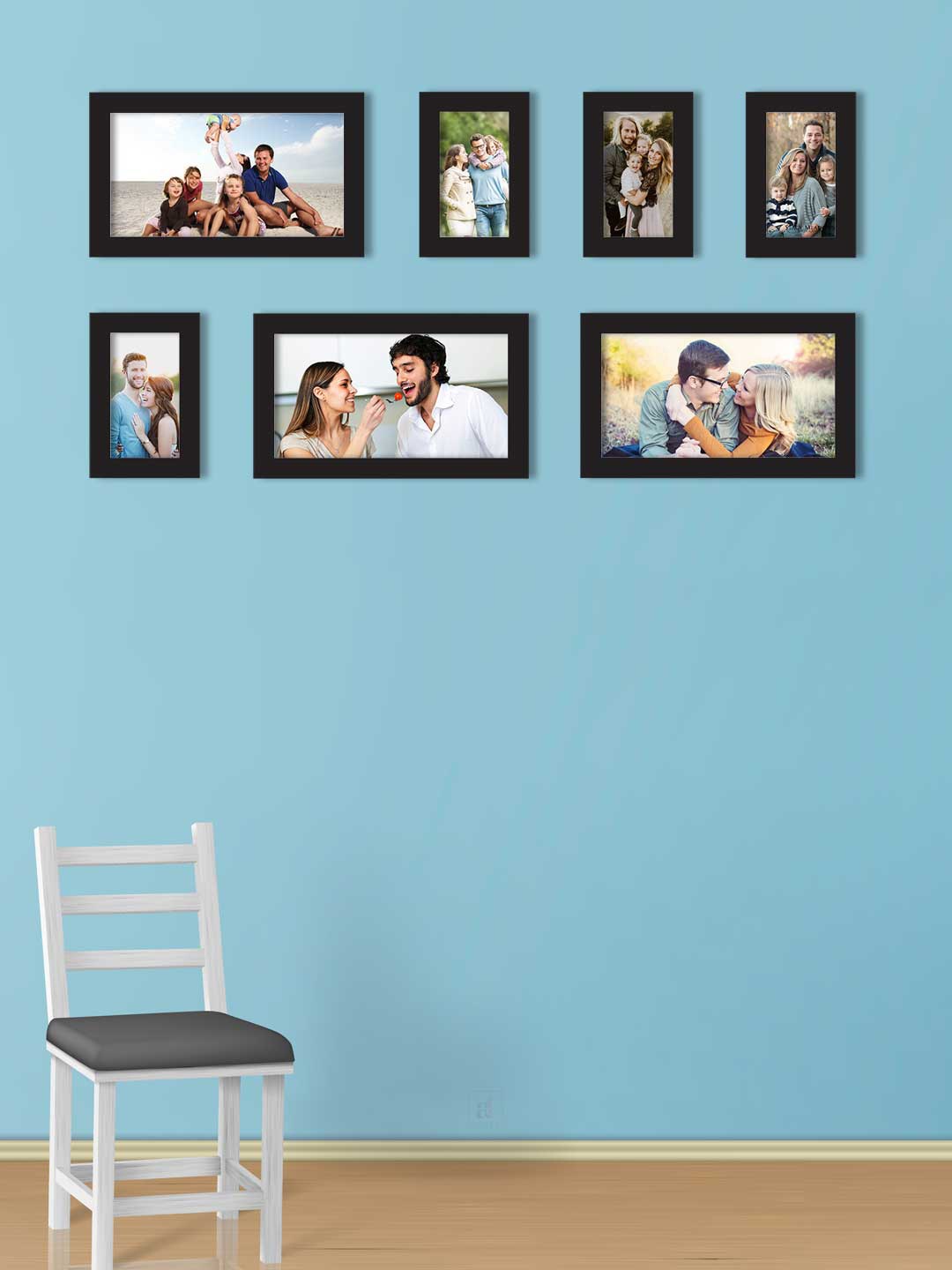 Art Street Set Of 7 Black Solid Individual Wall Photo Frames