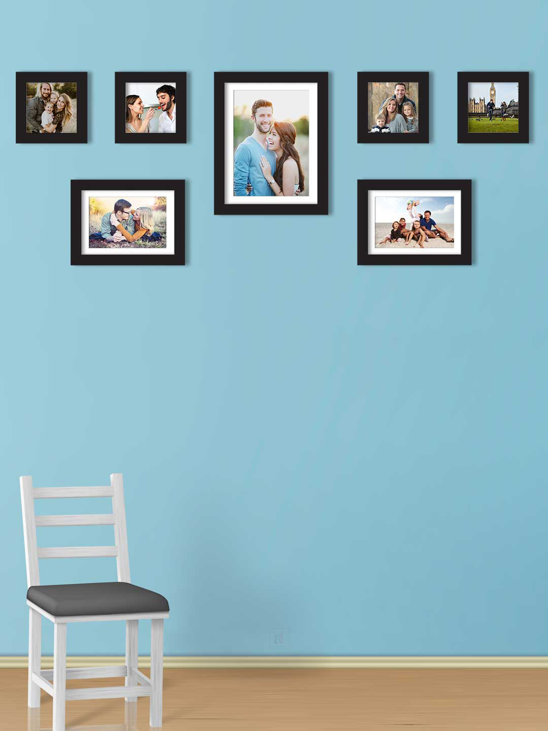 

Art Street Set Of 7 Solid Individual Wall Photo Frames, Black